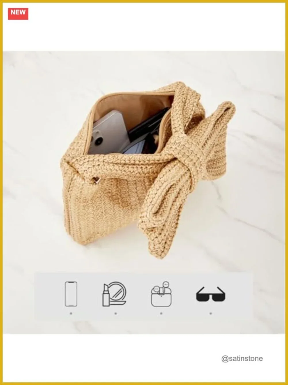 Woven Straw Clutch Purse Crossbody Evening Handbag Summer Beach